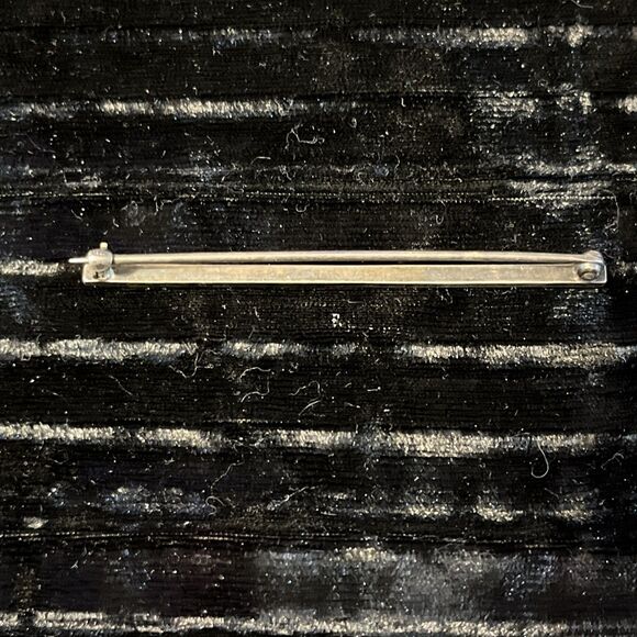 Antique Art Deco Sterling Allco Pink Enamel Rhinestone Bar Pin Brooch - Picture 4 of 8